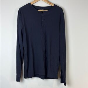 Vince Men's Navy Blue Henley Shirt Size Large